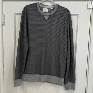 Men's Billy Reid White and Dark Grey Striped Sweater